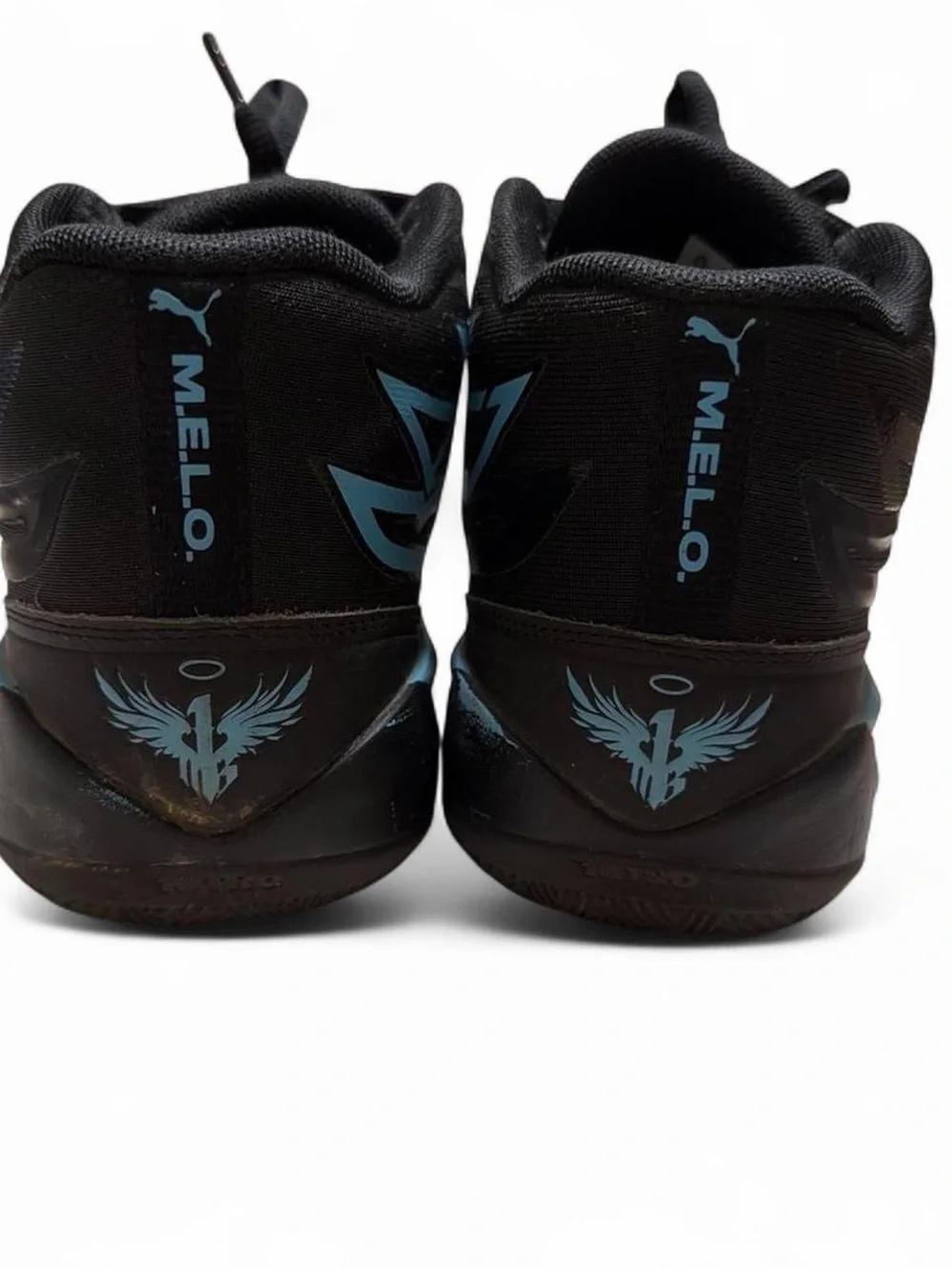 Puma Kids Black Sneakers with Blue Accents